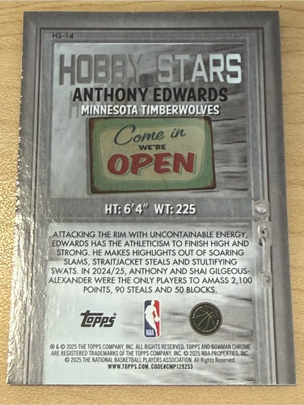 2025-26 Bowman - Hobby Stars Anthony Edwards #HS-14